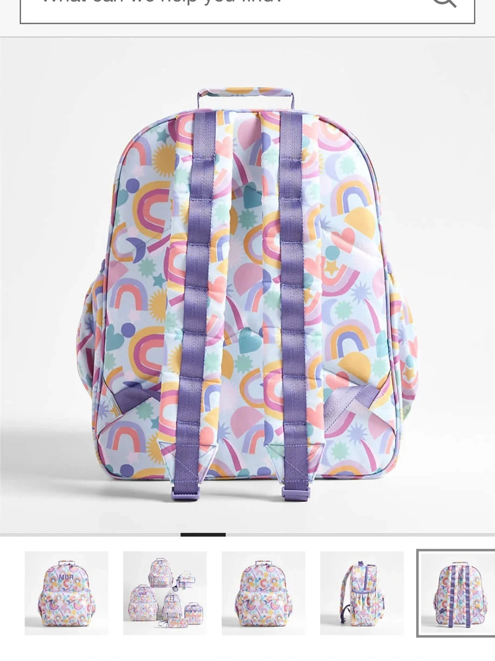 Crate&Barrel Pastel Rainbow Kids Backpack - Lavender, Pink, Yellow, Aqua